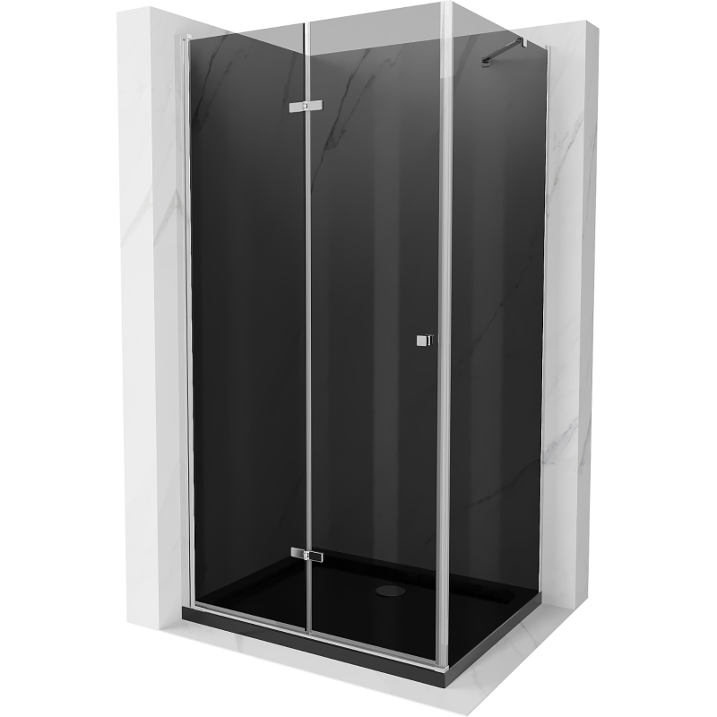 Mexen Lima cabină de duș pliabilă 80 x 120 cm, grafit, crom + cadă Flat, negru - 856-080-120-01-40-4070