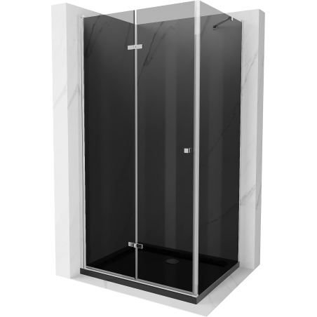 Mexen Lima cabină de duș pliabilă 80 x 120 cm, grafit, crom + cadă Flat, negru - 856-080-120-01-40-4070