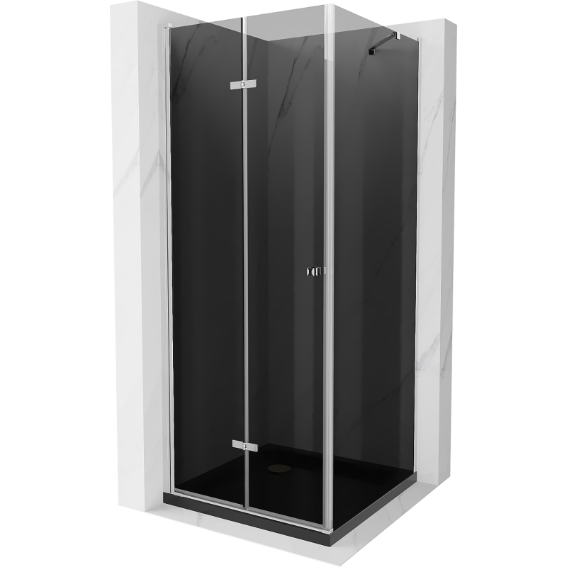 Mexen Lima cabină de duș pliabilă 90 x 90 cm, grafit, crom + cadă Flat, negru - 856-090-090-01-40-4070