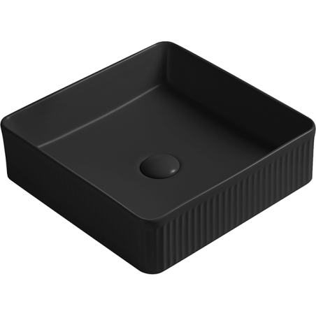 Mexen Grovo lavoar deasupra blatului canelat 37 x 37 cm, negru mat - 22303785