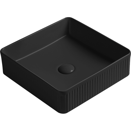 Mexen Grovo lavoar pe blat canelat 37 x 37 cm, negru mat - 22303785