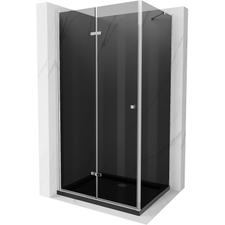 Mexen Lima cabina de duș pliabilă 90 x 100 cm, grafit, crom + cadă de duș Flat, negru - 856-090-100-01-40-4070