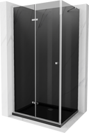 Mexen Lima cabina de duș pliabilă 90 x 100 cm, grafit, crom + cadă de duș Flat, negru - 856-090-100-01-40-4070