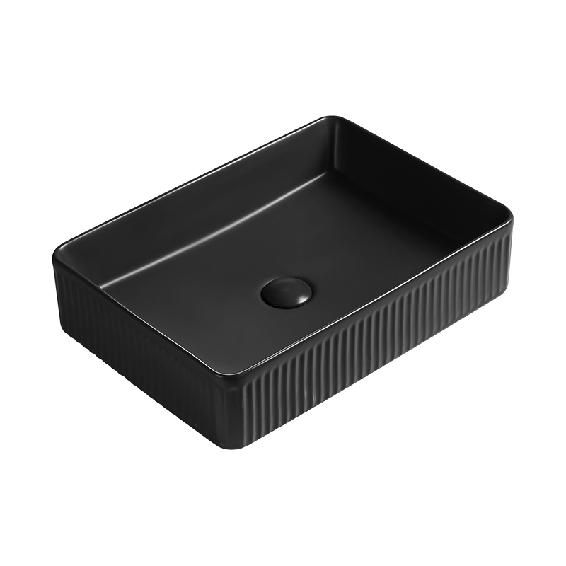 Mexen Grovo lavoar de blat ondulat 51 x 37 cm, negru mat - 22305185