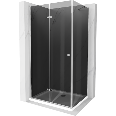Mexen Lima cabină de duș pliabilă 70 x 100 cm, Grafit, Crom + cadă de duș Flat, Albă - 856-070-100-01-40-4010