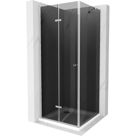 Mexen Lima cabină de duș pliabilă 80 x 80 cm, grafit, crom + cadă Flat, alb - 856-080-080-01-40-4010