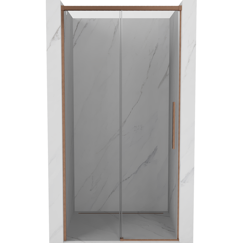 Mexen Rox uși de duș glisante 130 cm, transparente, cupru periat - 8C2-130-000-65-00