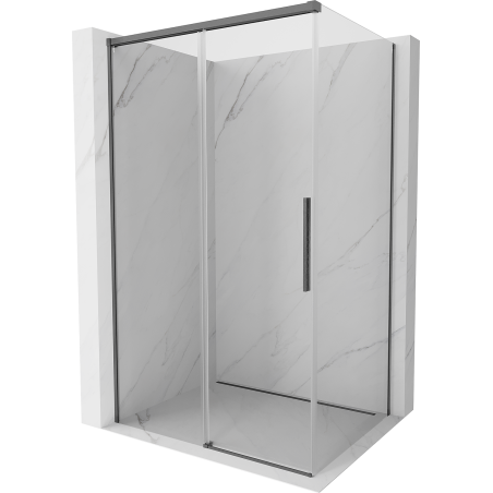 Cabină de duș glisantă Mexen Rox 135 x 120 cm, transparentă, gri tunarmat periat - 8C2-135-120-66-00