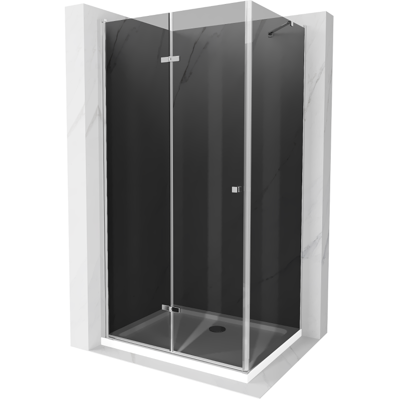 Mexen Lima cabina de duș pliabilă 100 x 80 cm, grafit, crom + cadă de duș Flat, alb - 856-100-080-01-40-4010