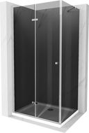 Mexen Lima cabină de duș pliabilă 100 x 110 cm, Grafit, Crom + cadă de duș Flat, Albă - 856-100-110-01-40-4010