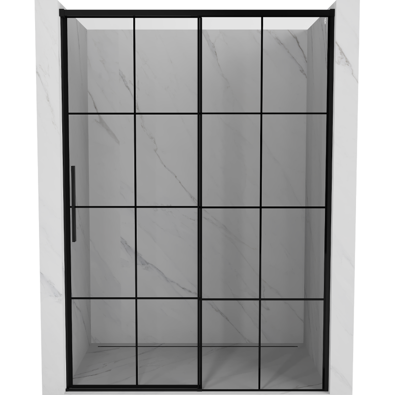 Mexen Rox 150 cm-es jobb tolóajtós zuhanyzó ajtó, fekete rácsos, fekete - 8C2-150-000-70-77-P