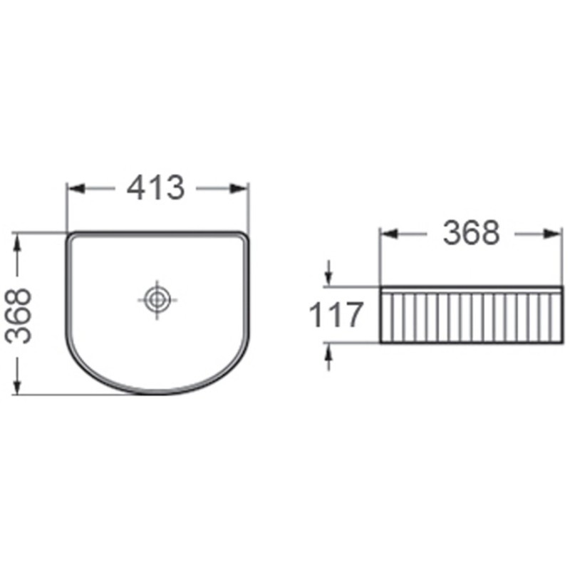 Mexen Grovo chiuvetă pe blat cu striații 41 x 36 cm, albă - 22304200