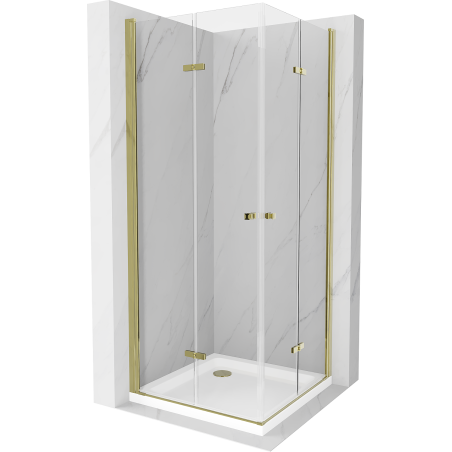 Mexen Lima Duo cabină de duș pliabilă 100 x 100 cm, transparentă, aurie + tavă Flat - 856-100-100-50-02-4010G