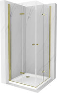 Mexen Lima Duo cabină de duș pliabilă 70 x 70 cm, transparent, Aurie + cadă de duș Flat - 856-070-070-50-02-4010G