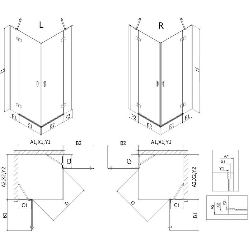 Mexen Mist-H Duo balos zuhanykabin balra nyíló 115 x 80 cm, átlátszó, króm - 8A5-115L-080P-01-00