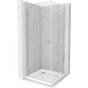 Mexen Lima Duo harmonika-ajtós zuhanykabin 70 x 70 cm, Átlátszó, Króm + zuhanytálca Flat - 856-070-070-01-02-4010