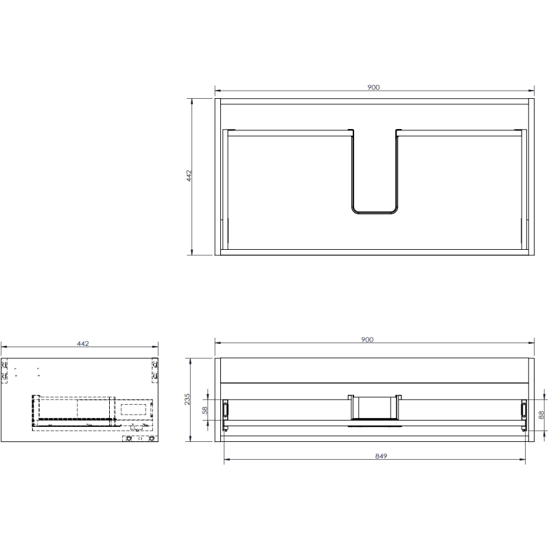 Mexen Orio fürdőszobai szekrény 90 cm Vela mosdóval, 1 fiók, fehér matt - 91A10-09023-1-BF01-W23M01