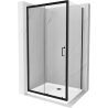 Mexen Apia cabină de duș glisantă 100 x 80 cm, transparentă, neagră + cadă pentru duș Flat, albă- 840-100-080-70-00-4010B