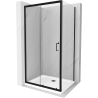 Mexen Apia cabină de duș glisantă 100 x 70 cm, transparentă, neagră + cadă Flat, albă - 840-100-070-70-00-4010B