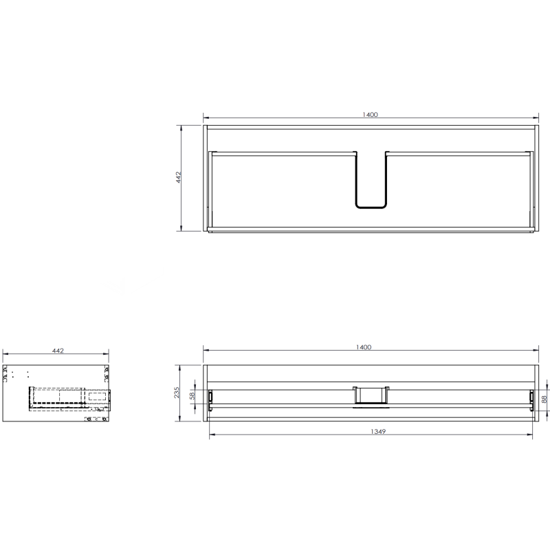 Mexen Orio dulap baie 140 cm cu lavoar Vela, 1 sertar, grafit mat/alb mat - 91A10-14023-1-BF66-W23M01