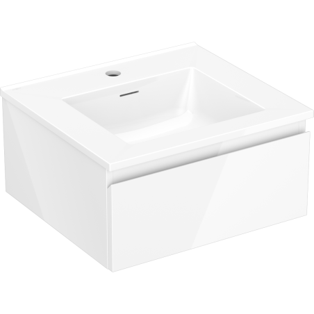 Mexen Orio 50 cm-es fürdőszobai szekrény Otis mosdóval, 1 fiók, fényes fehér - 91A10-05023-1-BF00-W18M00