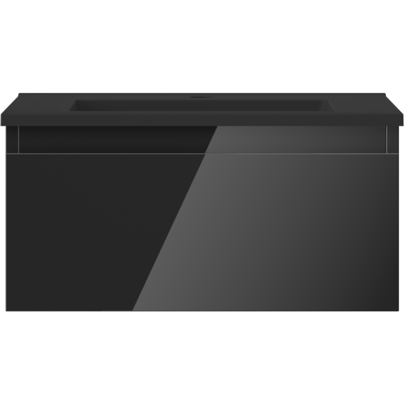 Mexen Orio fürdőszobai szekrény 50 cm mosdóval Otis, 1 fiók, fekete fényes/fekete matt - 91A10-05023-1-BF70-W18M71