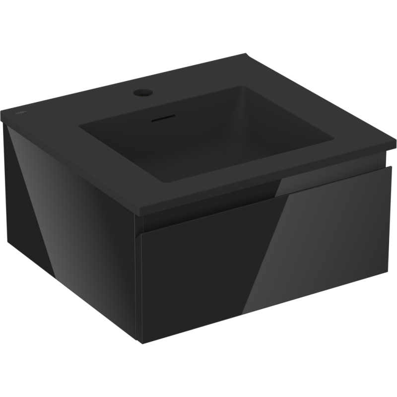 Mexen Orio dulap baie 50 cm cu chiuvetă Otis, 1 sertar, negru lucios/negru mat - 91A10-05023-1-BF70-W18M71