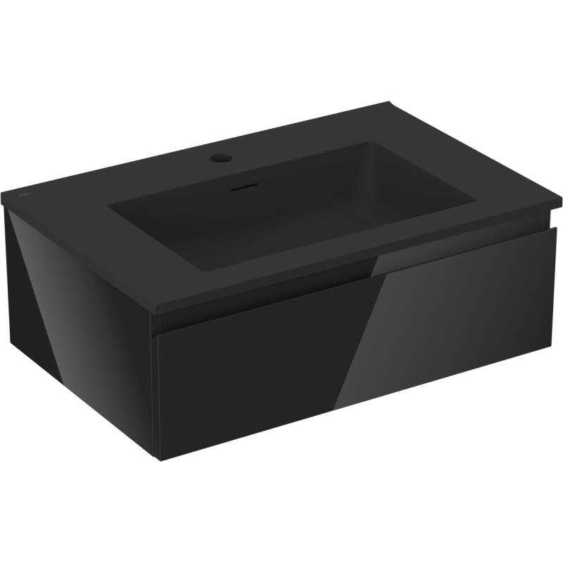 Mexen Orio dulap baie 70 cm cu chiuvetă Otis, 1 sertar, negru lucios/negru mat - 91A10-07023-1-BF70-W18M71