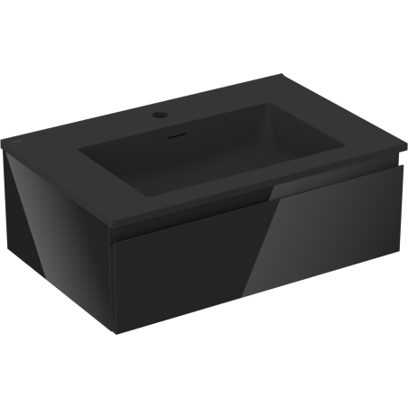 Mexen Orio 70 cm-es fürdőszobaszekrény Otis mosdóval, 1 fiók, fekete fényes/fekete matt - 91A10-07023-1-BF70-W18M71
