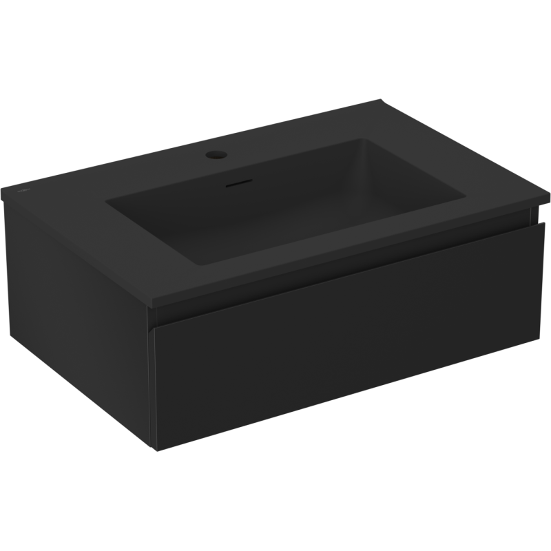 Dulap Mexen Orio pentru baie 70 cm cu chiuvetă Otis, 1 sertar, negru mat - 91A10-07023-1-BF71-W18M71