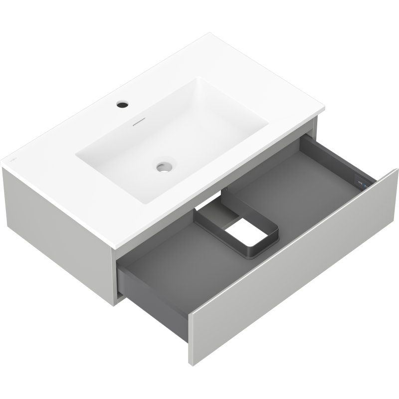 Mexen Orio 80 cm-es fürdőszobai szekrény Otis mosdóval, 1 fiók, szürke matt/fehér matt - 91A10-08023-1-BF62-W18M01