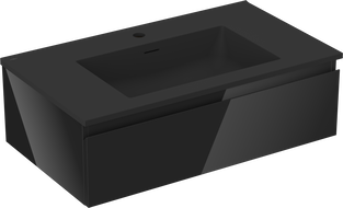 Dulap baie Mexen Orio 80 cm cu lavoar Otis, 1 sertar, negru lucios/negru mat - 91A10-08023-1-BF70-W18M71