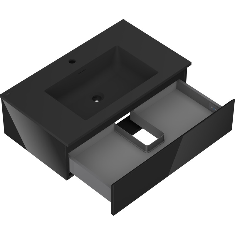 Mexen Orio dulap baie 80 cm cu chiuvetă Otis, 1 sertar, negru lucios/negru mat - 91A10-08023-1-BF70-W18M71