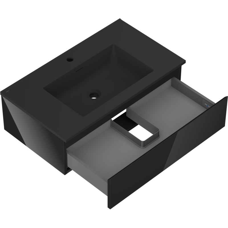Mexen Orio fürdőszobai szekrény 80 cm mosdóval Otis, 1 fiók, fekete fényes/fekete matt - 91A10-08023-1-BF70-W18M71