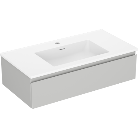Dulap de baie Mexen Orio 90 cm cu lavoar Otis, 1 sertar, gri mat/alb mat - 91A10-09023-1-BF62-W18M01