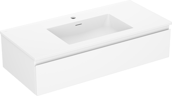 Dulap baie Mexen Orio 100 cm cu lavoar Otis, 1 sertar, alb mat - 91A10-10023-1-BF01-W18M01