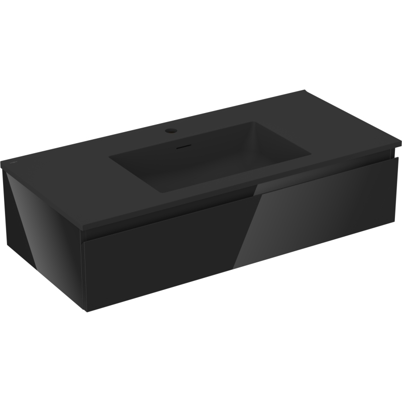 Mexen Orio dulap baie 100 cm cu lavoar Otis, 1 sertar, negru lucios/negru mat - 91A10-10023-1-BF70-W18M71