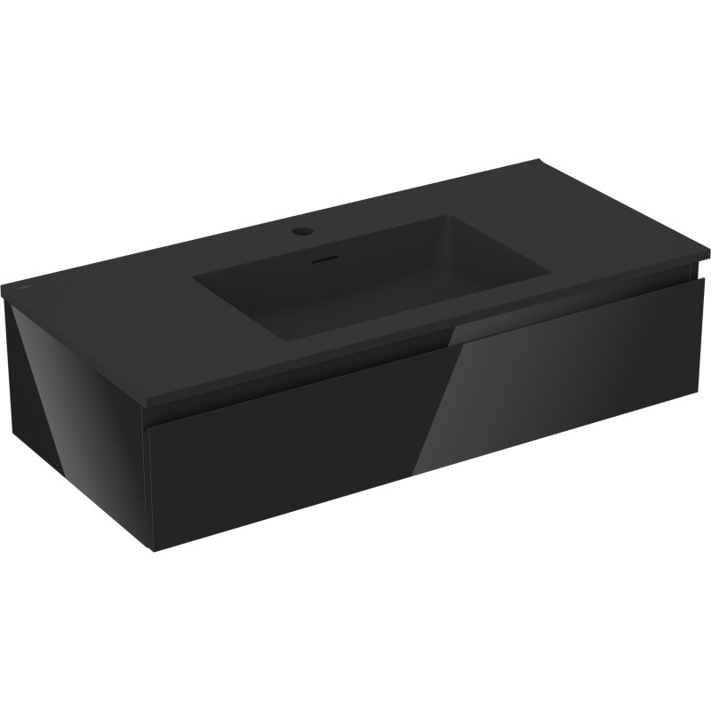 Mexen Orio dulap de baie 100 cm cu lavoar Otis, 1 sertar, negru lucios/negru mat - 91A10-10023-1-BF70-W18M71