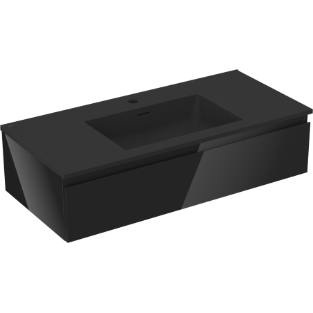 Mexen Orio dulap baie 100 cm cu lavoar Otis, 1 sertar, negru lucios/negru mat - 91A10-10023-1-BF70-W18M71