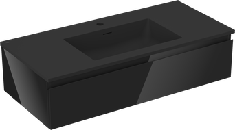 Mexen Orio dulap baie 100 cm cu lavoar Otis, 1 sertar, negru lucios/negru mat - 91A10-10023-1-BF70-W18M71
