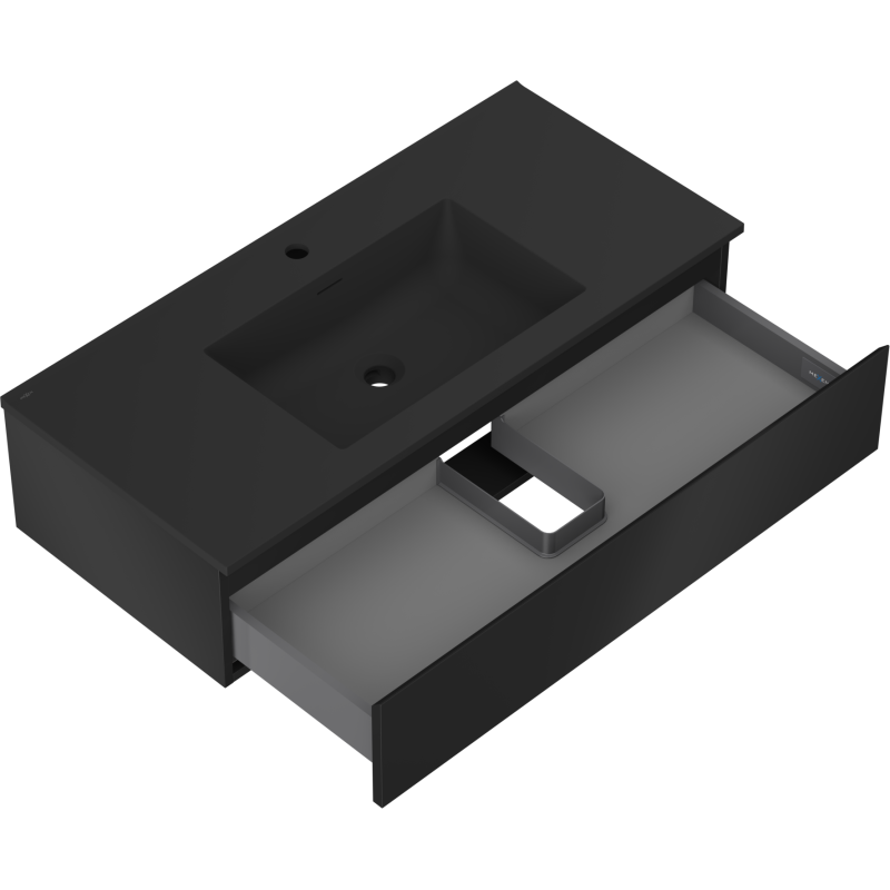 Mexen Orio fürdőszoba szekrény 100 cm Otis mosdóval, 1 fiókos, fekete matt - 91A10-10023-1-BF71-W18M71