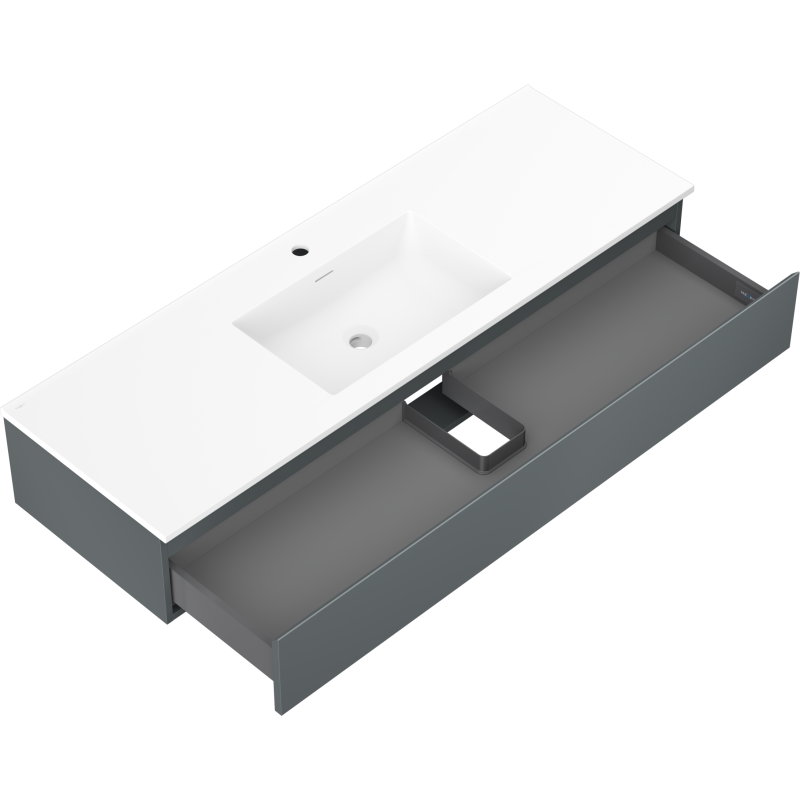 Mexen Orio fürdőszobai szekrény 140 cm mosdókagylóval Otis, 1 fiók, grafit matt/fehér matt - 91A10-14023-1-BF66-W18M01