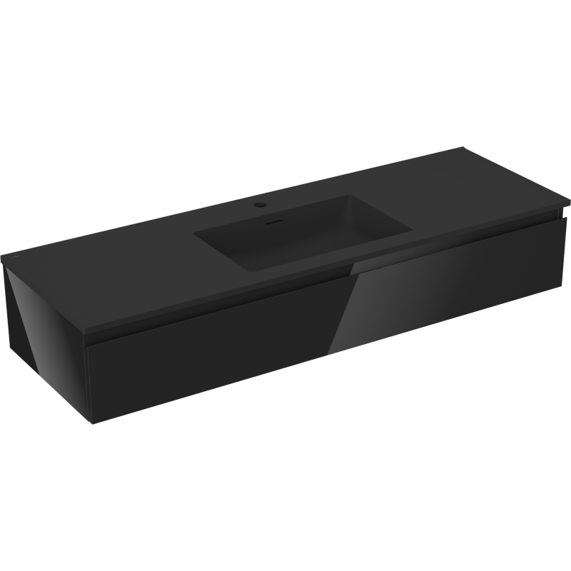 Mexen Orio dulap baie 140 cm cu lavoar Otis, 1 sertar, negru lucios/negru mat - 91A10-14023-1-BF70-W18M71