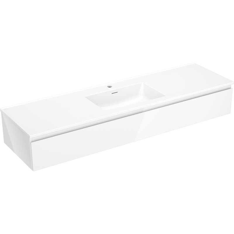 Mexen Orio fürdőszobai szekrény 160 cm mosdóval, Otis, 1 fiók, fehér fényes - 91A10-16023-1-BF00-W18M00