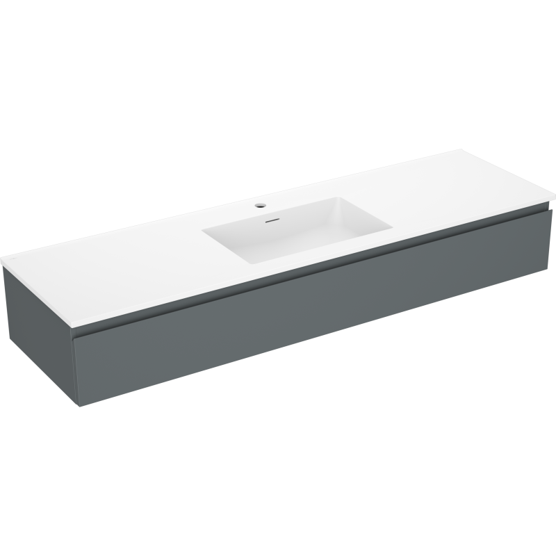 Mexen Orio fürdőszobai szekrény 160 cm mosdókagylóval Otis, 1 fiók, grafit matt/fehér matt - 91A10-16023-1-BF66-W18M01