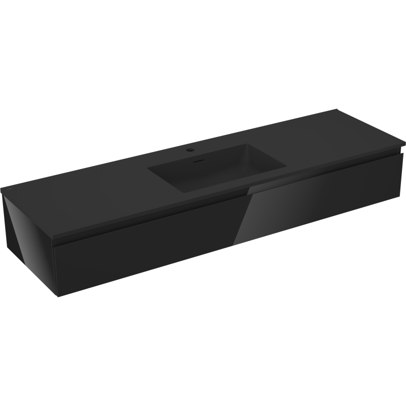 Mexen Orio fürdőszobai szekrény 160 cm mosdóval Otis, 1 fiók, fekete fényes/fekete matt - 91A10-16023-1-BF70-W18M71