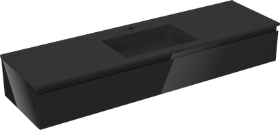 Mexen Orio dulap baie 160 cm cu lavoar Otis, 1 sertar, negru lucios/negru mat - 91A10-16023-1-BF70-W18M71