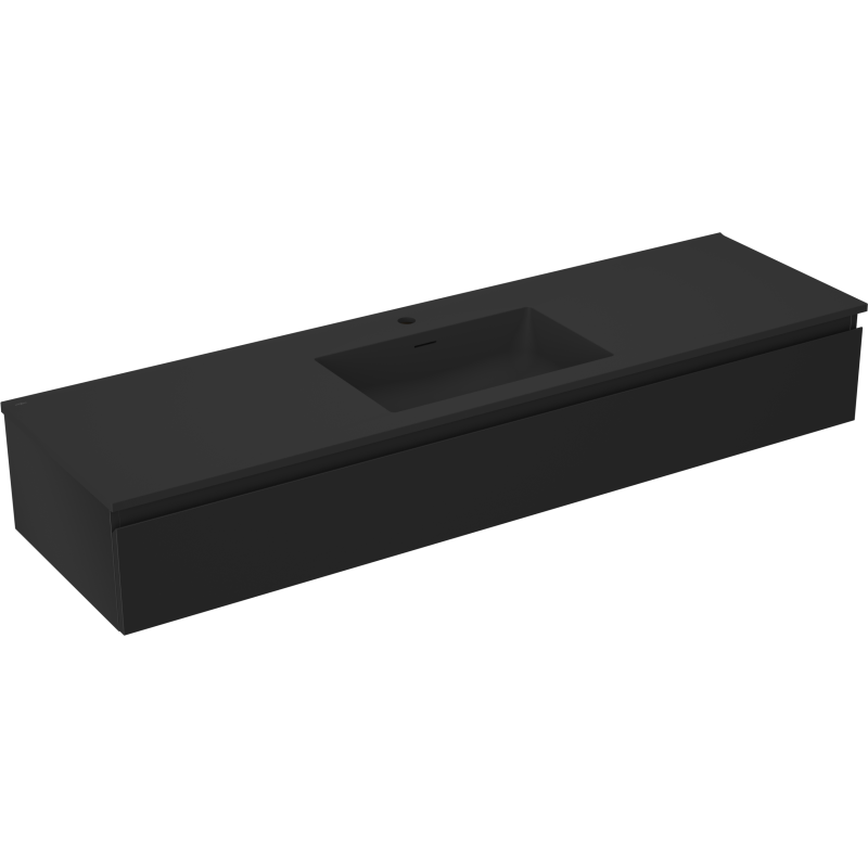 Mexen Orio dulap baie 160 cm cu lavoar Otis, 1 sertar, negru mat - 91A10-16023-1-BF71-W18M71