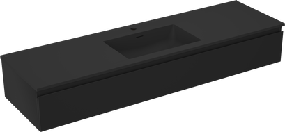 Mexen Orio fürdőszobaszekrény 160 cm mosdóval Otis, 1 fiók, fekete matt - 91A10-16023-1-BF71-W18M71