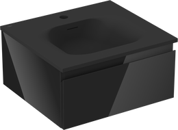 Mexen Orio fürdőszobaszekrény 50 cm mosdóval Vela, 1 fiók, fekete fényes/fekete matt - 91A10-05023-1-BF70-W23M71